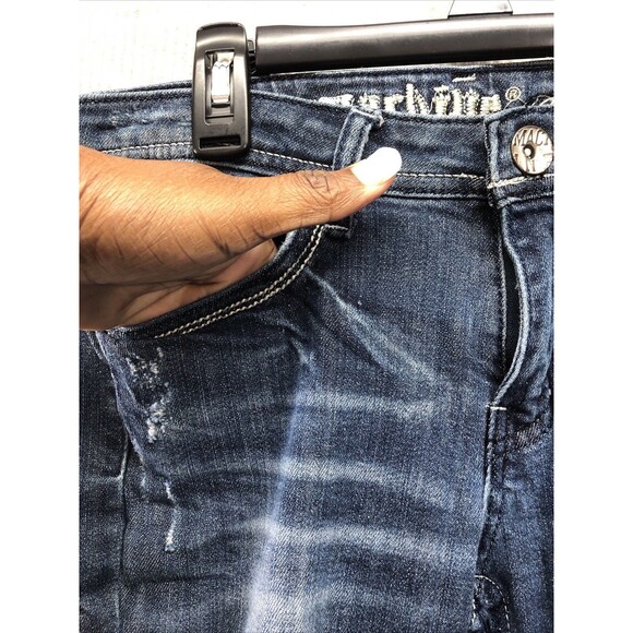 Machine Juniors Jeggings Size 9 Factory Destroyed Dark Wash - Picture 6 of 16